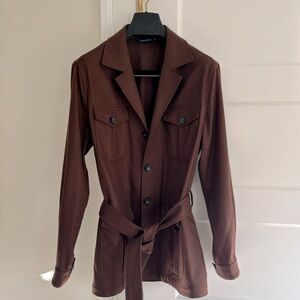 Suitsupply belted shirt jacket in wool.